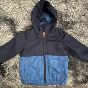 Carters 2 toned zip up wind breaker jacket; 12 mo